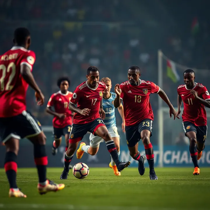 Dynamic football match showcasing intense competition during African Cup of Nations