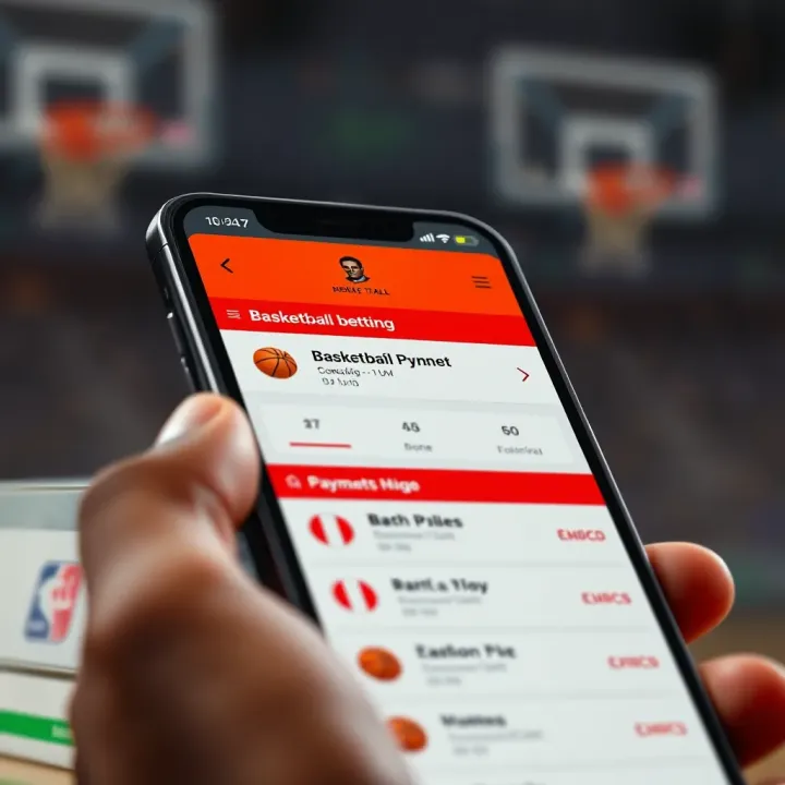 Close-up of mobile phone displaying basketball betting options with Nigerian currency icons