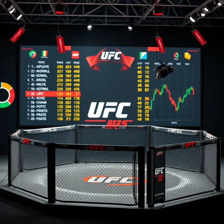 UFC octagon with dynamic betting odds displayed on a digital interface