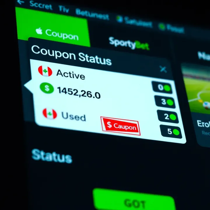View of sport betting coupon status on SportyBet platform with active and used coupon indicators