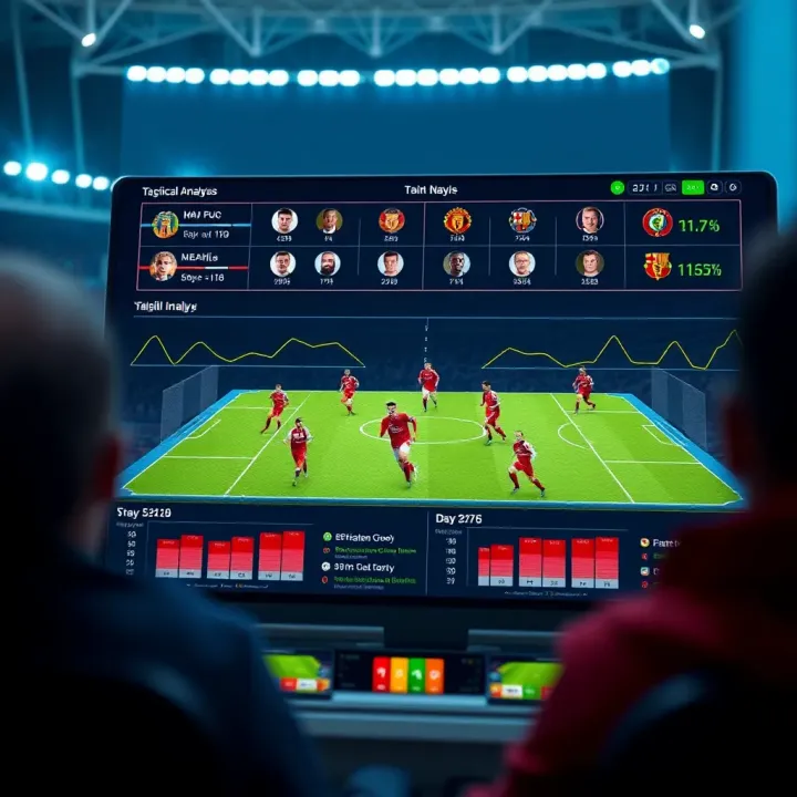 Tactical Analysis and Team Statistics for EPL Predictions Graphic depicting tactical analysis of football teams with charts and player statistics for EPL match predictions