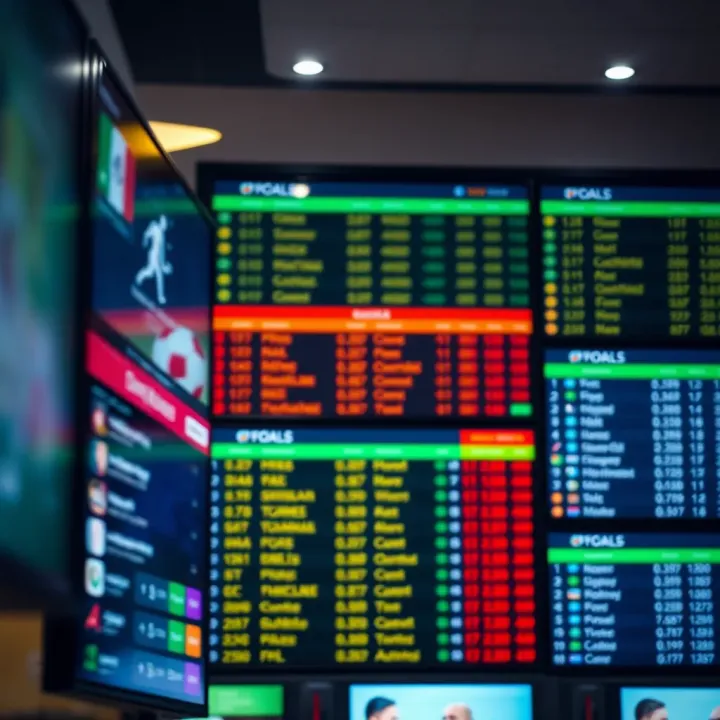 Comparison of betting odds across multiple Nigerian bookmakers displayed on digital screens