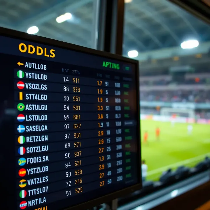 A digital screen displaying football match statistics and betting odds for Nigerian leagues