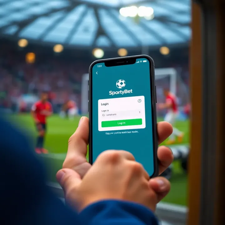 SportyBet Lite Login Interface on Mobile Device User interface of SportyBet Lite showing login screen on a mobile device