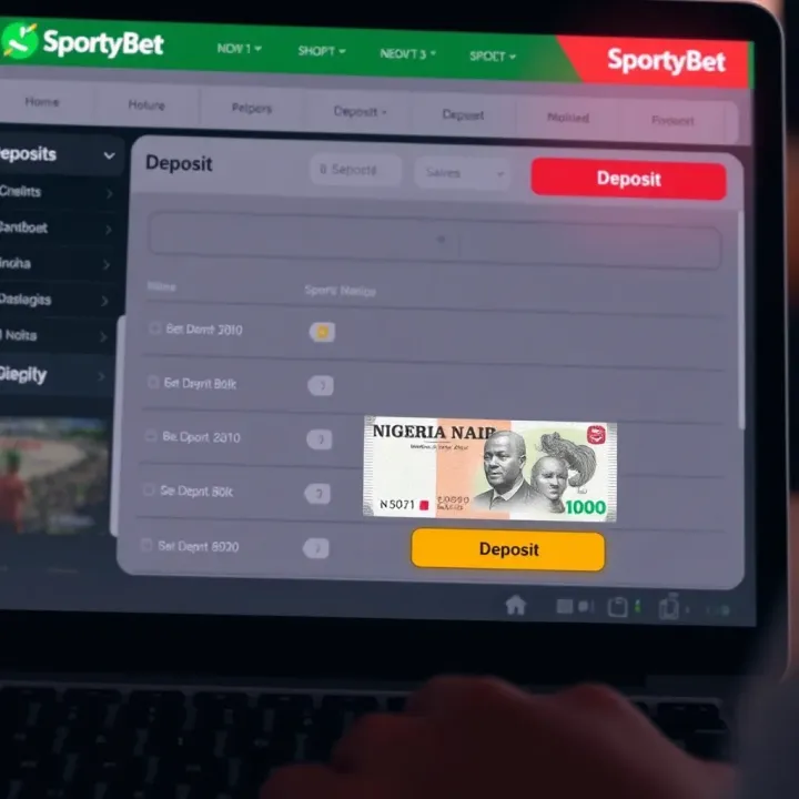 Screen showing deposit options with Nigerian naira currency for online sports betting