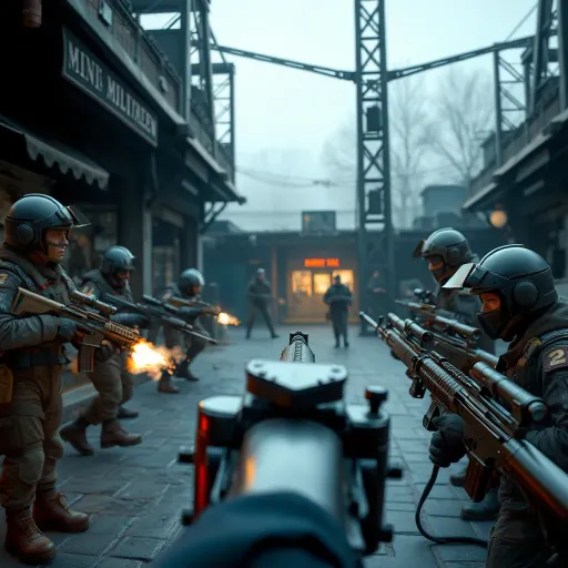 Gameplay scene showcasing multiplayer battle environment in Mini Militia 69 with weapons and avatars