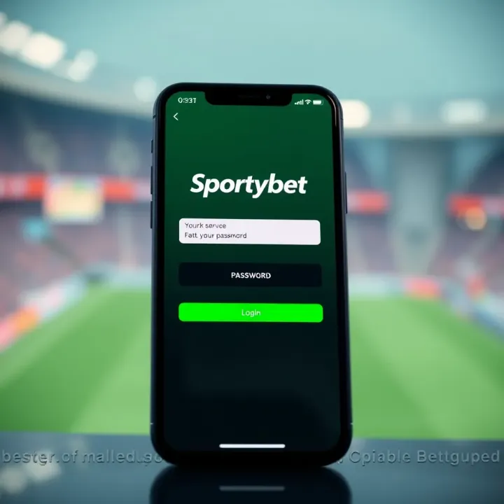 SportyBet login screen displaying username and password fields on a mobile device