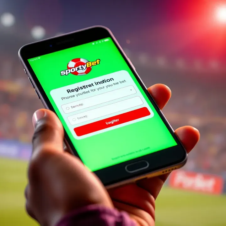 User interface displaying SportyBet registration form on a mobile device