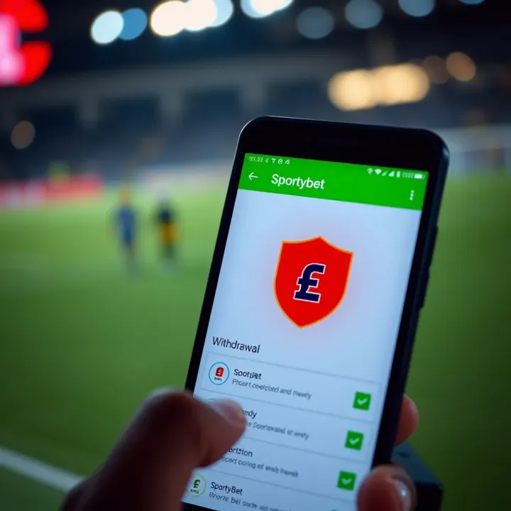 Mobile phone screen displaying SportyBet app withdrawal options with Nigerian currency symbol
