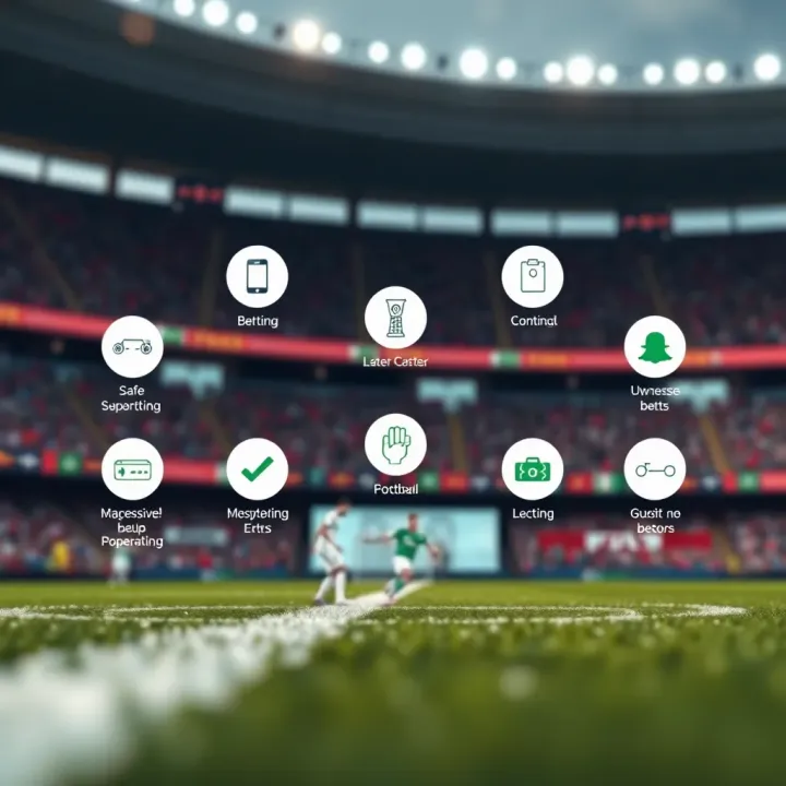 Responsible Betting Practices for Nigerian Football Fans on SportyBet Illustration of a football pitch with icons representing safe and responsible betting practices for Nigerian bettors