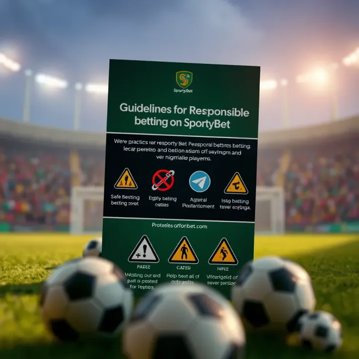 Graphic illustrating safe betting practices and cautionary symbols for Nigerian SportyBet users