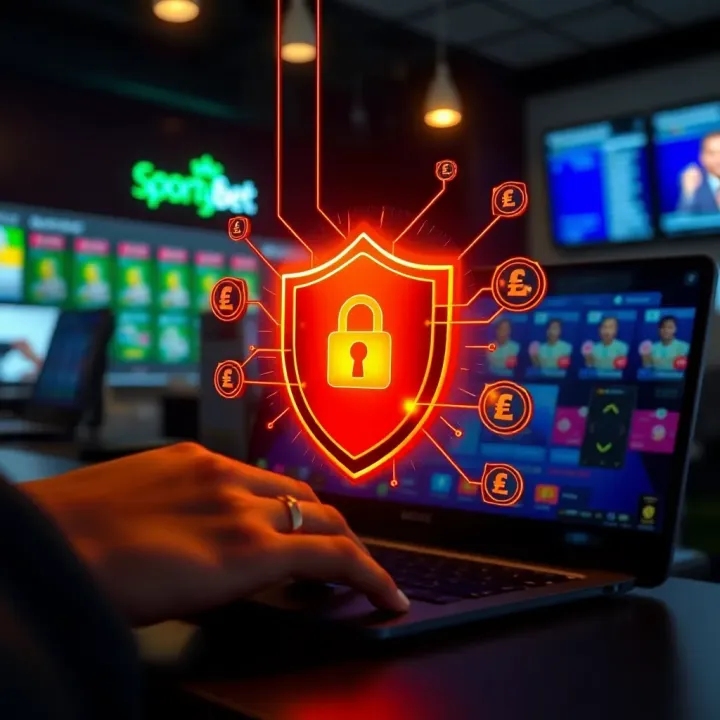 Ensuring Secure Deposits and Fund Management on SportyBet Nigeria Illustration of secure online transaction with digital shield and Nigerian currency symbols