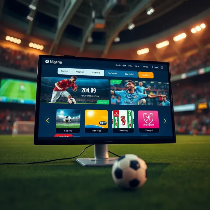 A digital interface showing popular sports betting platforms used in Nigeria with football icons