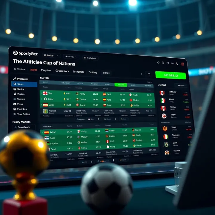 Dashboard displaying popular betting markets and odds for Africa Cup of Nations on SportyBet platform