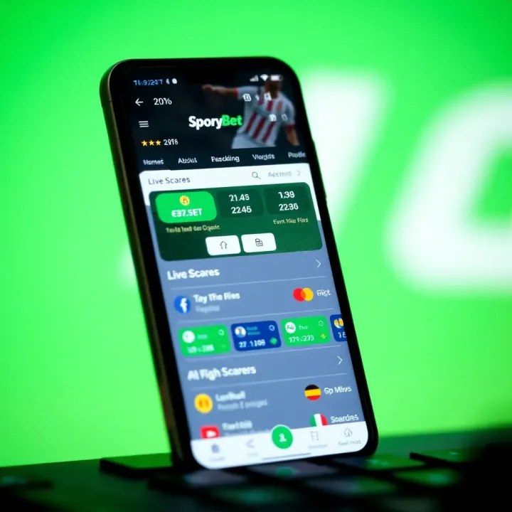 SportyBet Android App Interface for Nigerian Users Android smartphone showing SportyBet app interface with betting options and live scores