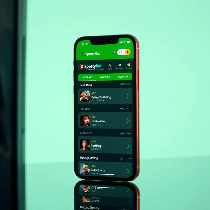 Mobile phone displaying SportyBet app user interface with sports betting options