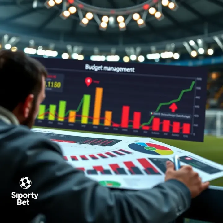 Conceptual graphic of betting budget management with data charts and strategic insights