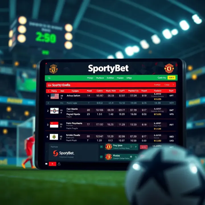 Digital Sports Betting Platform of SportyBet Digital sports betting interface showing live match odds