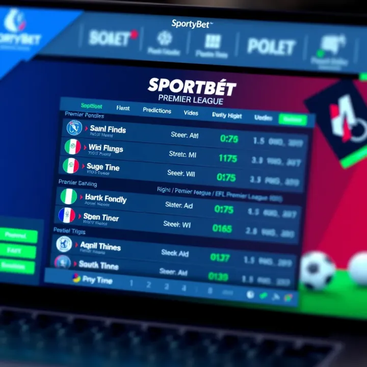Illustration showing a digital betting interface with highlighted English Premier League odds on SportyBet platform