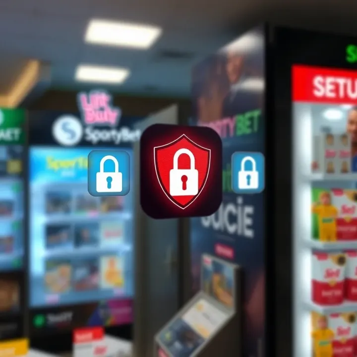 Secure login and payment icons highlighting safety features for Nigerian SportyBet Home Shop users