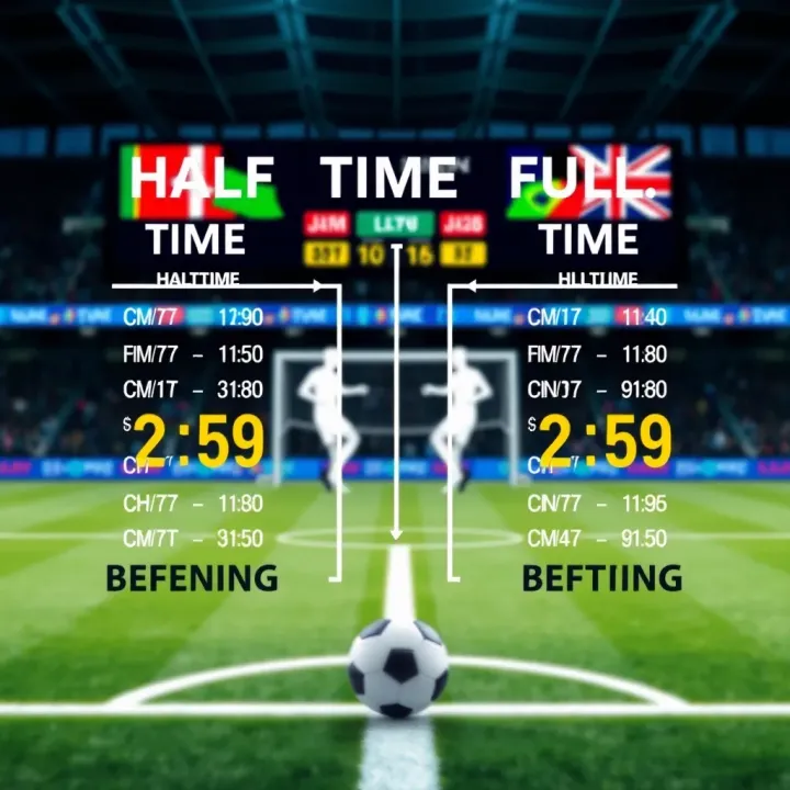 Diagram illustrating half time and full time betting options on a football match scoreboard