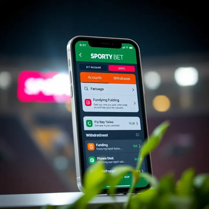 Managing SportyBet Account Transactions on iPhone in Nigeria iPhone showing SportyBet app with options for account funding and withdrawal