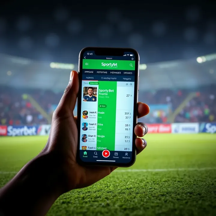 Live Football Score Updates on SportyBet App for Nigerian Users Smartphone displaying live football score updates on the SportyBet app with Nigerian flag theme