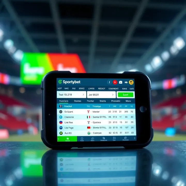 Mobile device displaying live sports scores and statistics on Sportybet platform