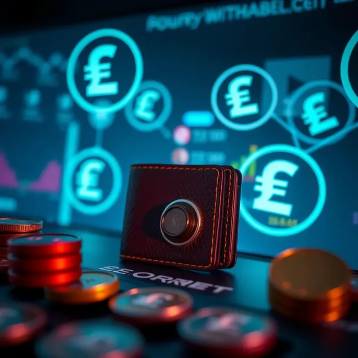 Digital wallet and currency symbols representing secure deposits and withdrawals on SportyBet