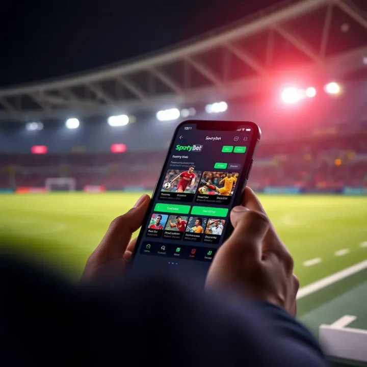 Mobile device displaying SportyBet app with sports betting options