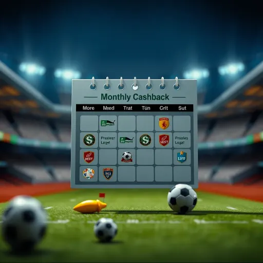 Graphic depicting a calendar with cashback notifications and betting icons