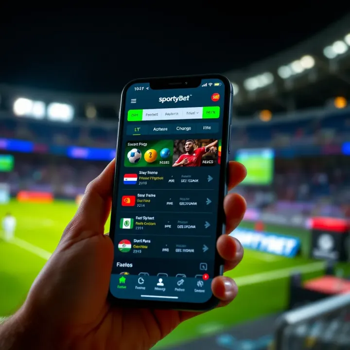 Using SportyBet Nigeria Betting Features on Mobile Mobile device showing SportyBet Nigeria betting options and account dashboard