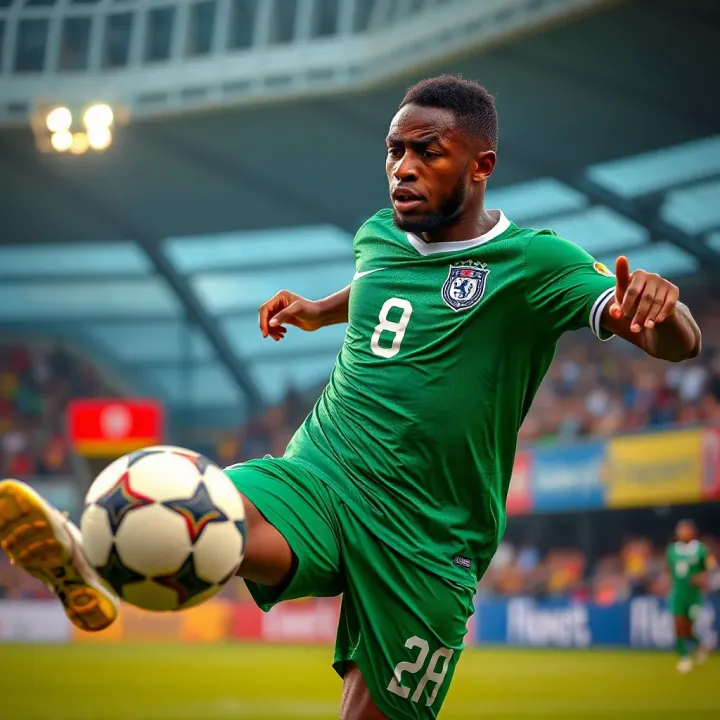 Emerging football talent demonstrating skill and agility in a Nigerian league game