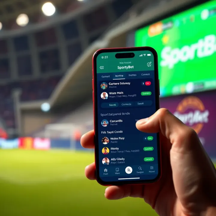 Screenshot displaying the user interface of the older SportyBet application on a smartphone