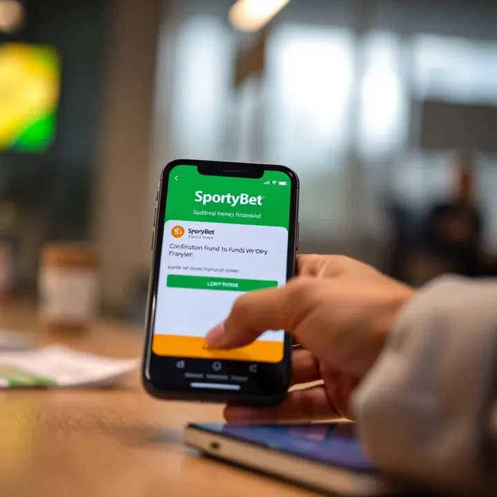 Confirmation of Fund Transfer from SportyBet to OPay Wallet Illustration of a secure smartphone transaction showing successful money transfer confirmation