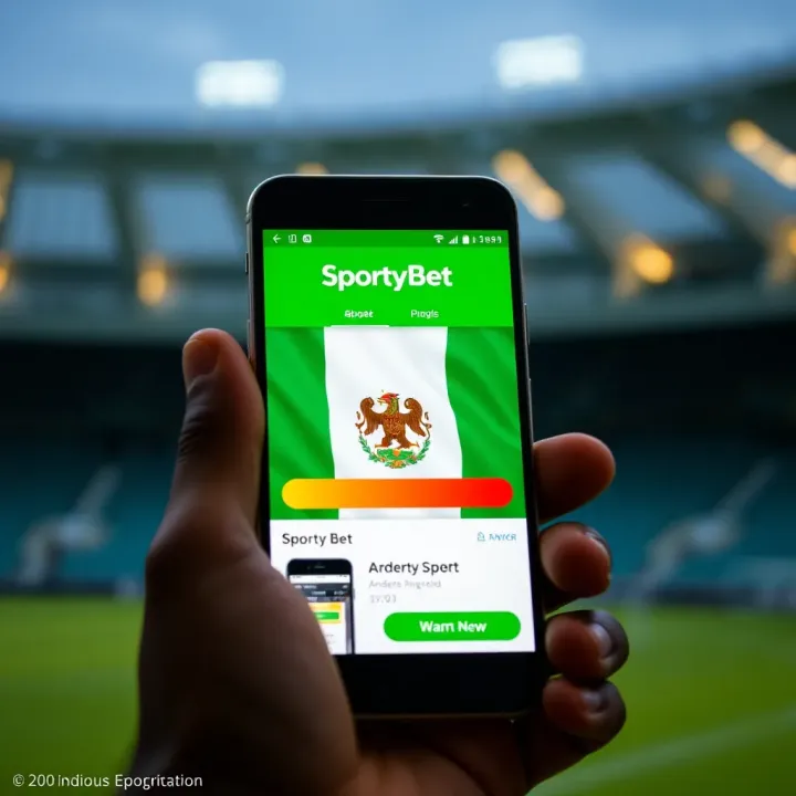 Accessing and Installing SportyBet on Android in Nigeria Android phone displaying SportyBet app interface with Nigerian flag