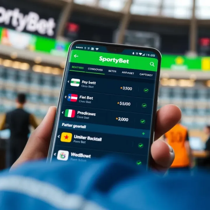 Placing Bets and Managing Withdrawals on SportyBet Android App SportyBet app screen showing betting options and withdrawal features