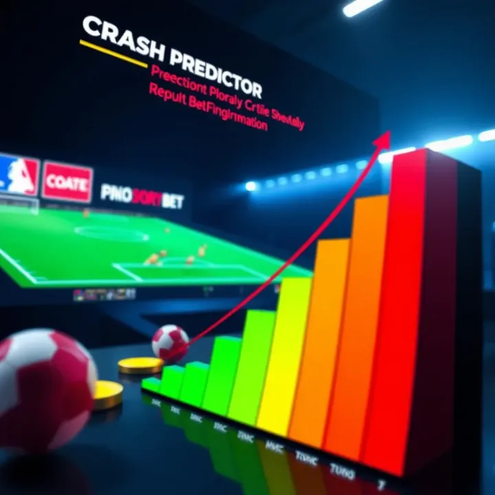 Visual representation of a digital crash betting game interface with ascending graph and prediction elements
