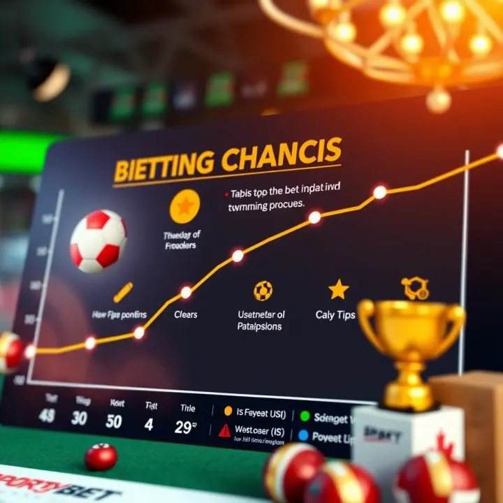 Graphic depicting a progress chart with betting tips and symbols enhancing winning chances