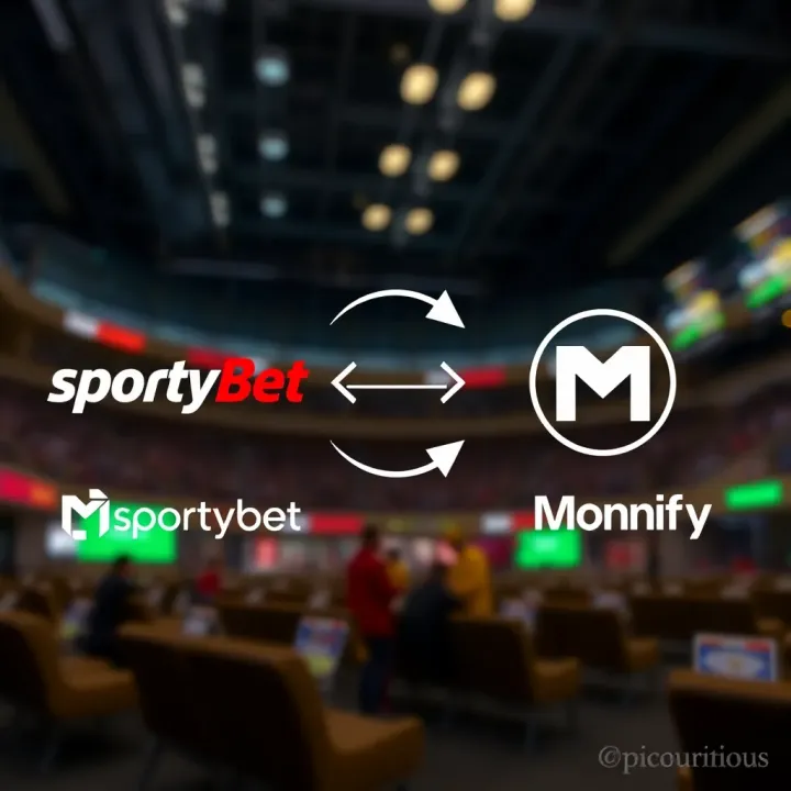 Illustration showing SportyBet and Monnify logos connected with arrows representing withdrawal flow
