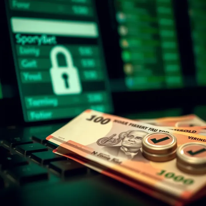 Secure Withdrawal Verification and Payment Methods in SportyBet Nigeria Graphic depicting secure financial transaction with verification checkmark and Nigerian Naira notes