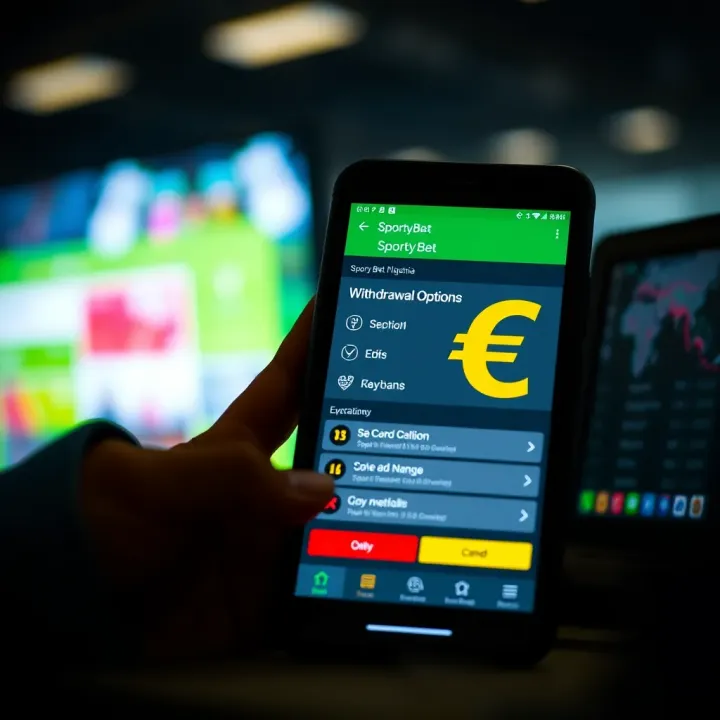 Illustration showing a mobile device with SportyBet app displaying withdrawal options and Nigerian currency symbol