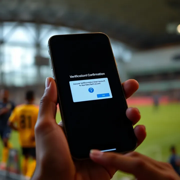 Account Verification Confirmation on SportyBet Rwanda Mobile device displaying verification confirmation message for SportyBet account with secure lock icon